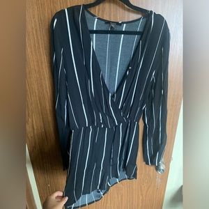 Black and White striped Romper